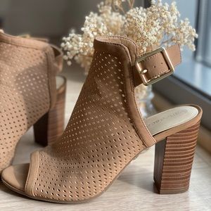 Francesca’s open toe and ankle booties.